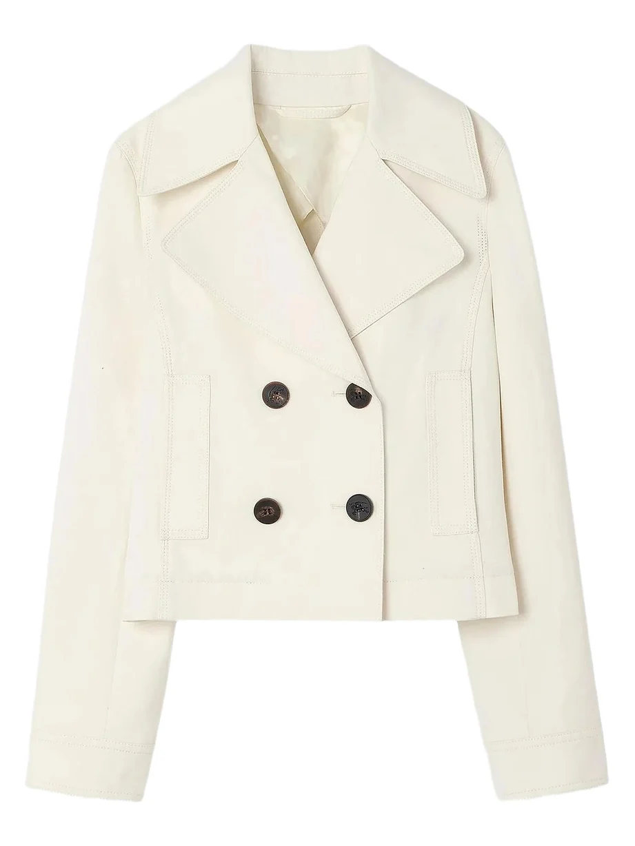 Women's Cotton Double-Breasted Crop Jacket Women's Cotton Double-Breasted Crop Jacket