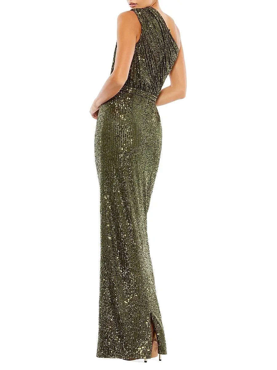 Mac Duggal Women's Ieena Sequined One-Shoulder Gown | Thumbnail 2 Mac Duggal Women's Ieena Sequined One-Shoulder Gown | Thumbnail 2