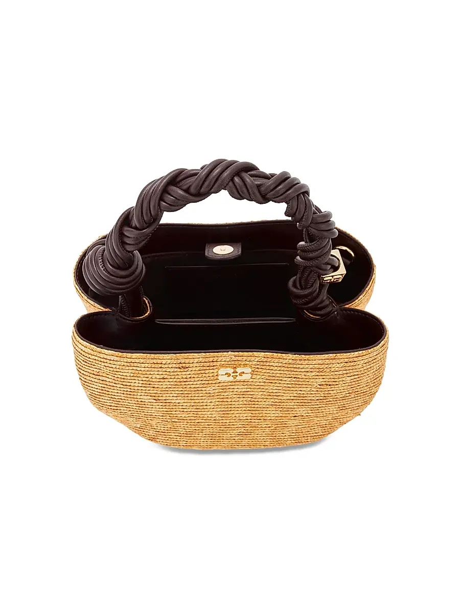 Ganni Women's Bou Mini Straw Top Handle Bag | Thumbnail 2