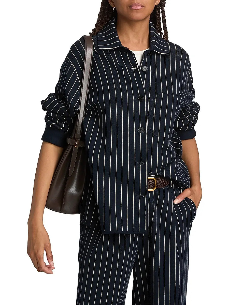 Guest In Residence Women's Pinstriped Cotton-Silk Work Shirt | Thumbnail 3 Guest In Residence Women's Pinstriped Cotton-Silk Work Shirt | Thumbnail 3