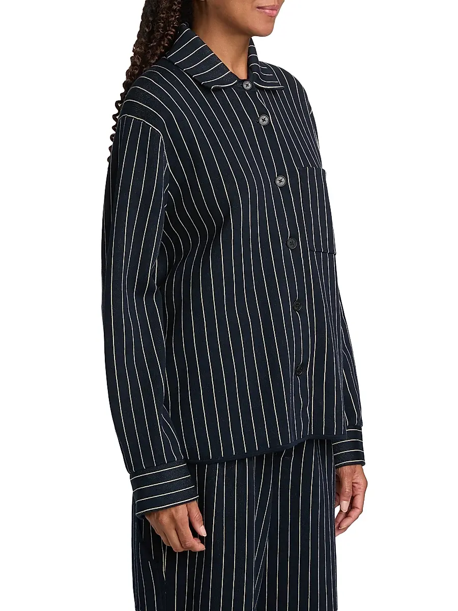 Guest In Residence Women's Pinstriped Cotton-Silk Work Shirt | Thumbnail 4 Guest In Residence Women's Pinstriped Cotton-Silk Work Shirt | Thumbnail 4