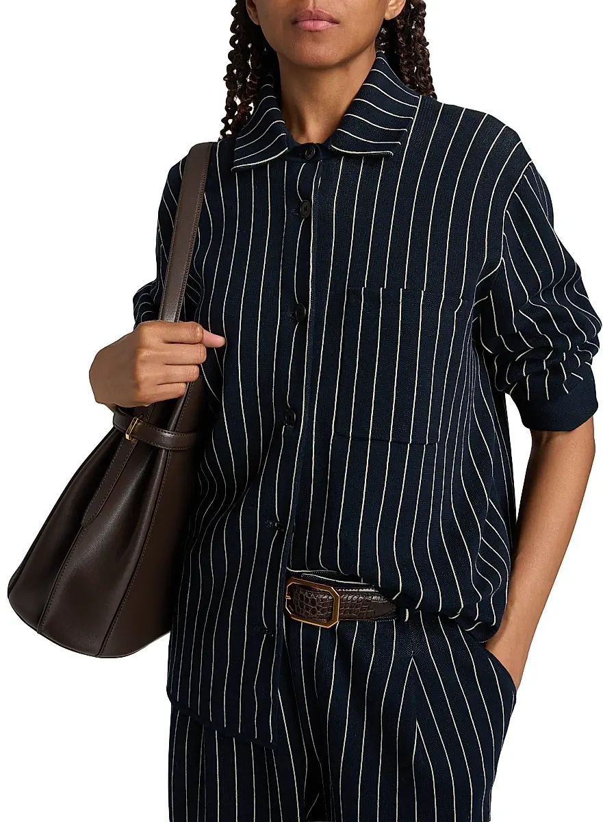 Guest In Residence Women's Pinstriped Cotton-Silk Work Shirt | Thumbnail 6 Guest In Residence Women's Pinstriped Cotton-Silk Work Shirt | Thumbnail 6