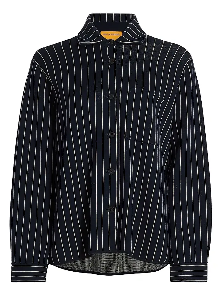 Women's Pinstriped Cotton-Silk Work Shirt