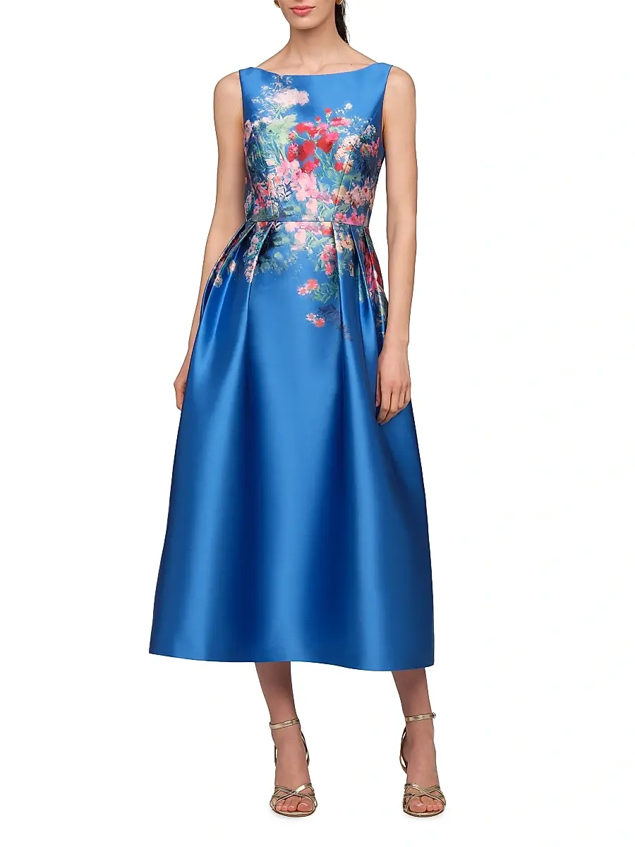 Kay Unger Women's Dina Floral Tea-Length Dress | Thumbnail 2 Kay Unger Women's Dina Floral Tea-Length Dress | Thumbnail 2