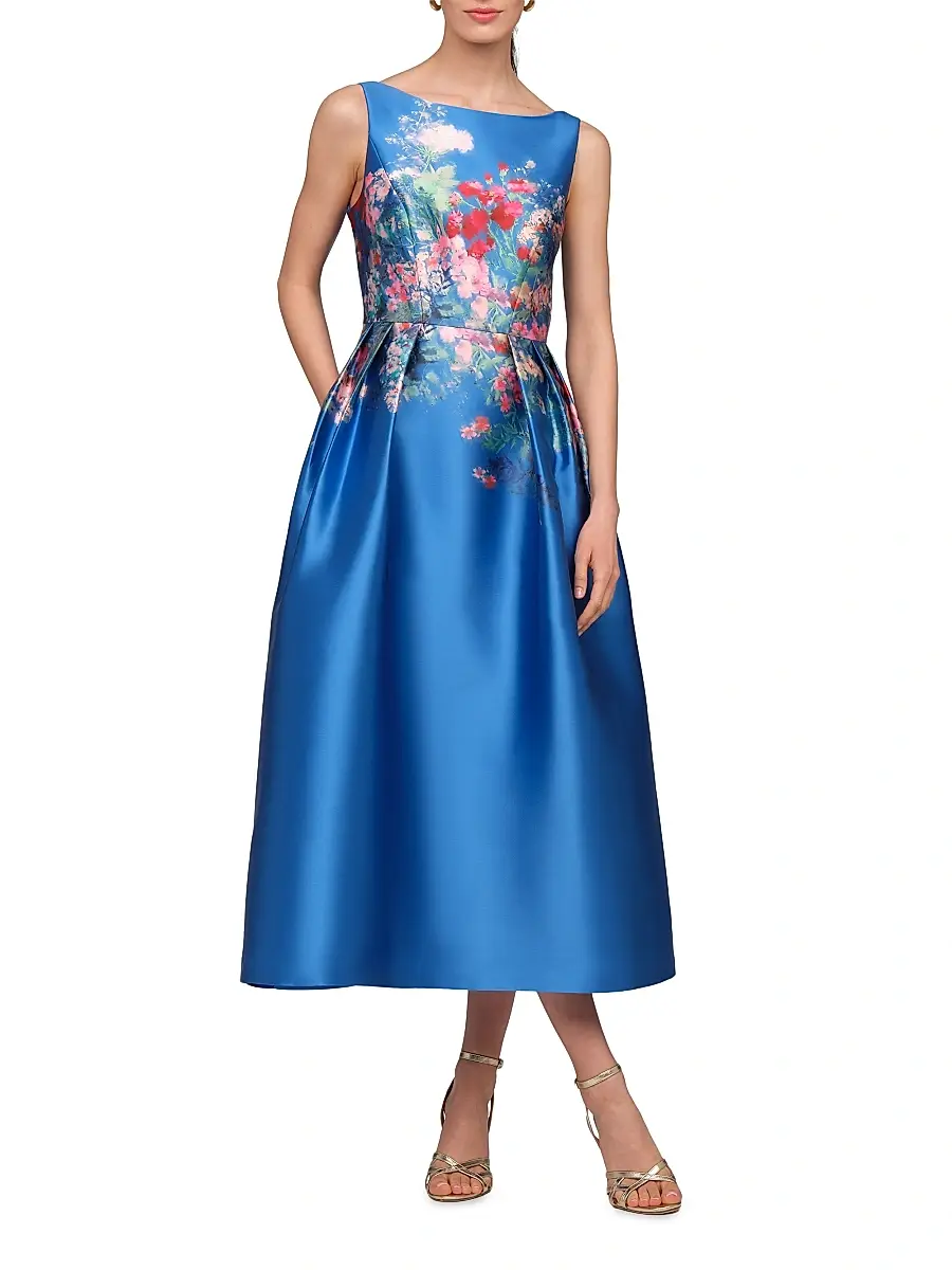 Kay Unger Women's Dina Floral Tea-Length Dress | Thumbnail 3 Kay Unger Women's Dina Floral Tea-Length Dress | Thumbnail 3