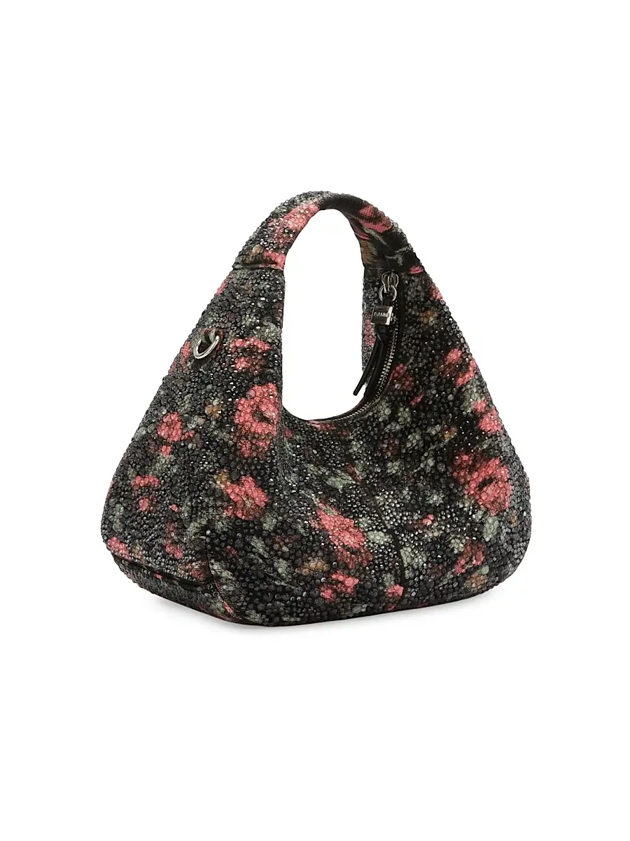 Ganni Women's Mini Embellished Flower-Motif Hobo Bag | Thumbnail 2