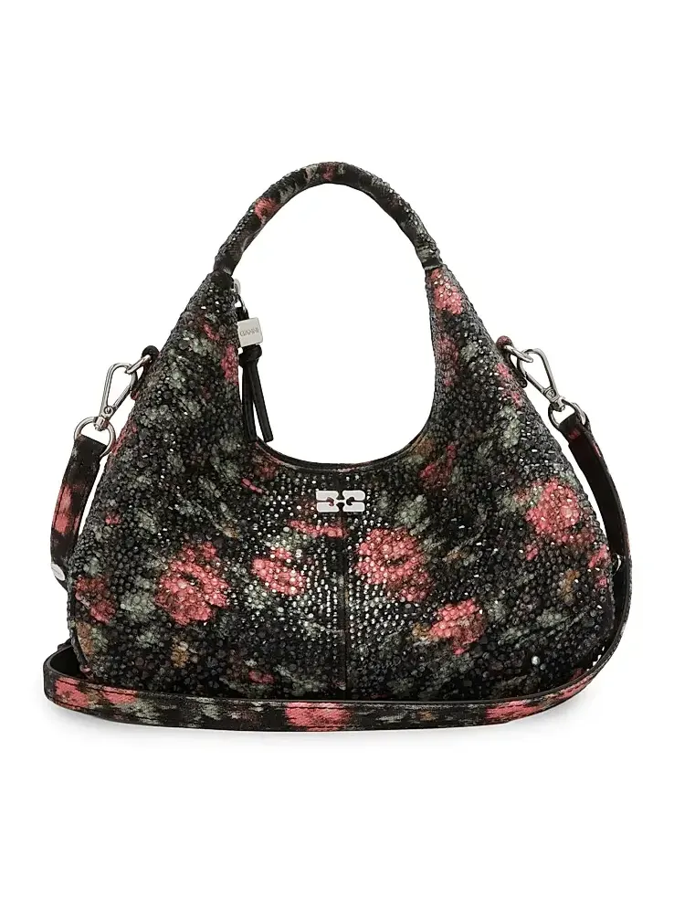 Women's Mini Embellished Flower-Motif Hobo Bag
