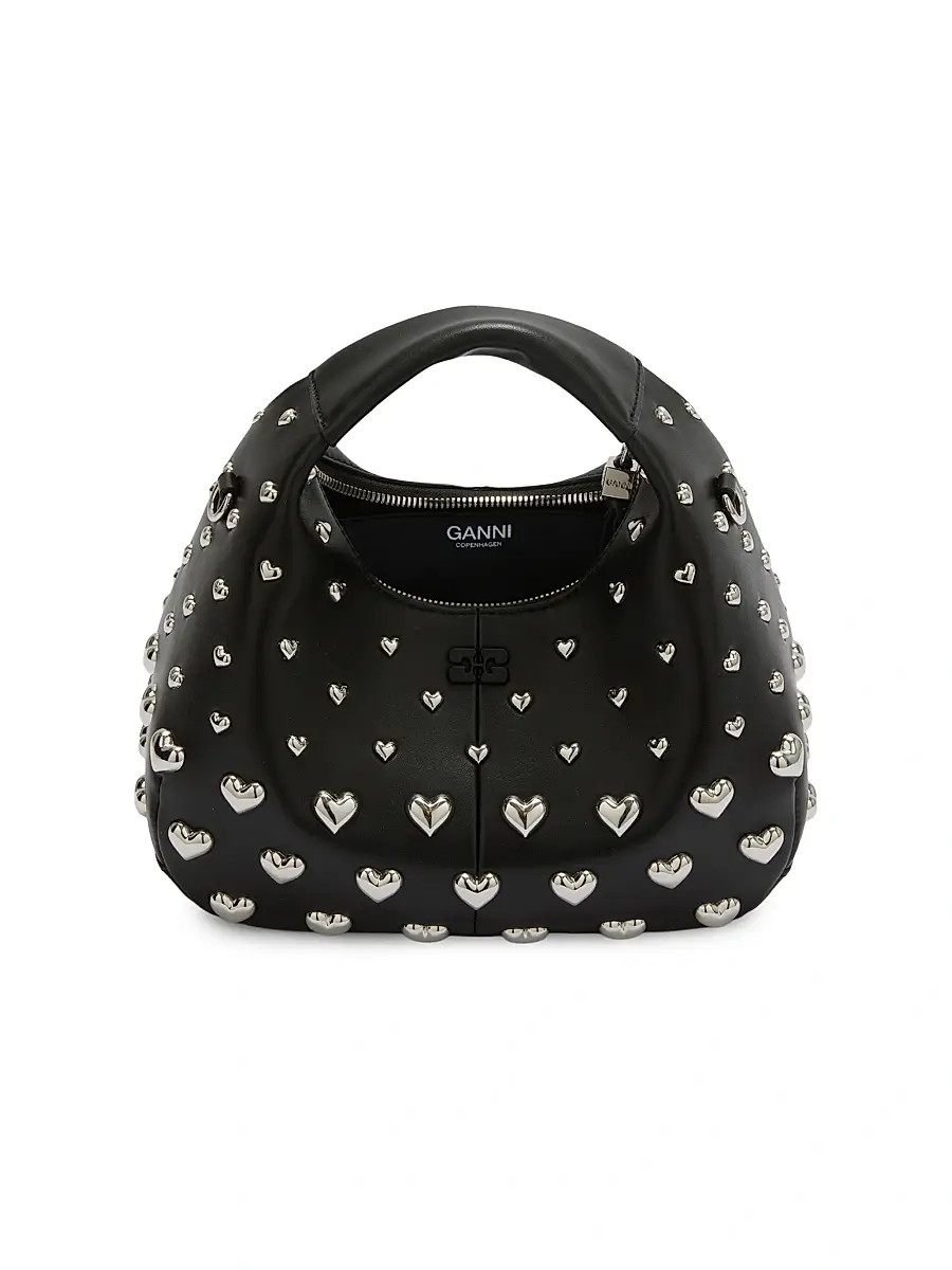 Ganni Women's Mini Heart-Embellished Hobo Bag | Thumbnail 3 Ganni Women's Mini Heart-Embellished Hobo Bag | Thumbnail 3