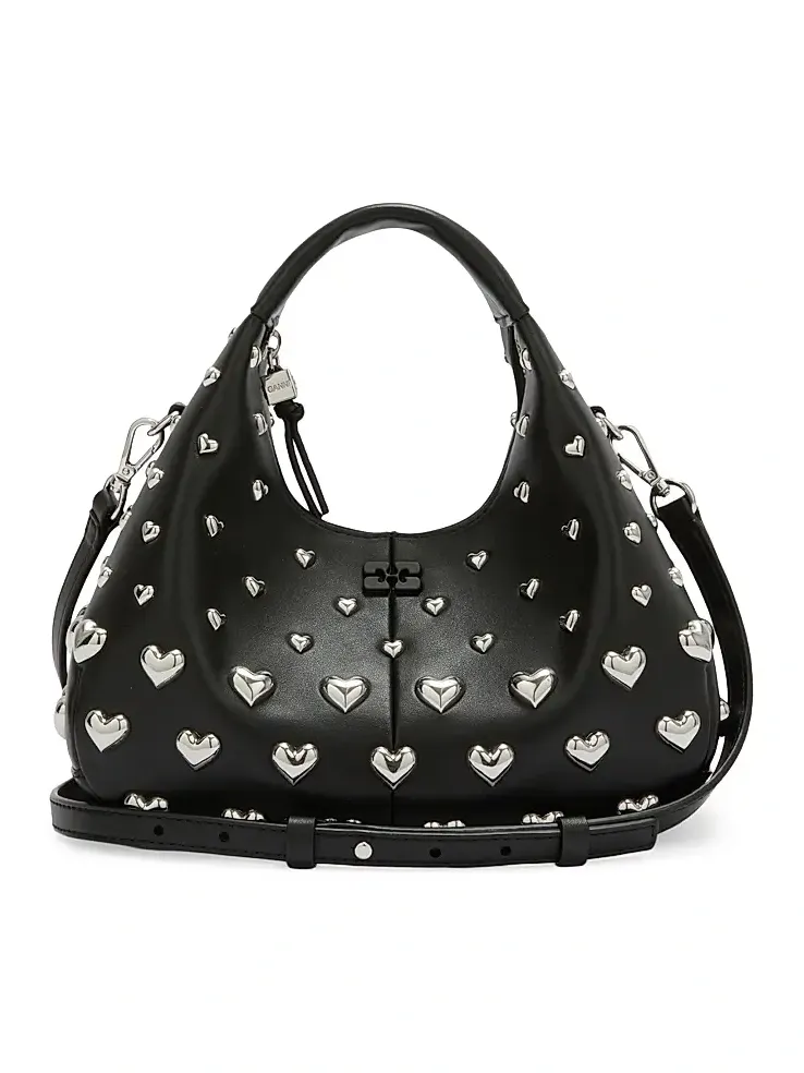Women's Mini Heart-Embellished Hobo Bag