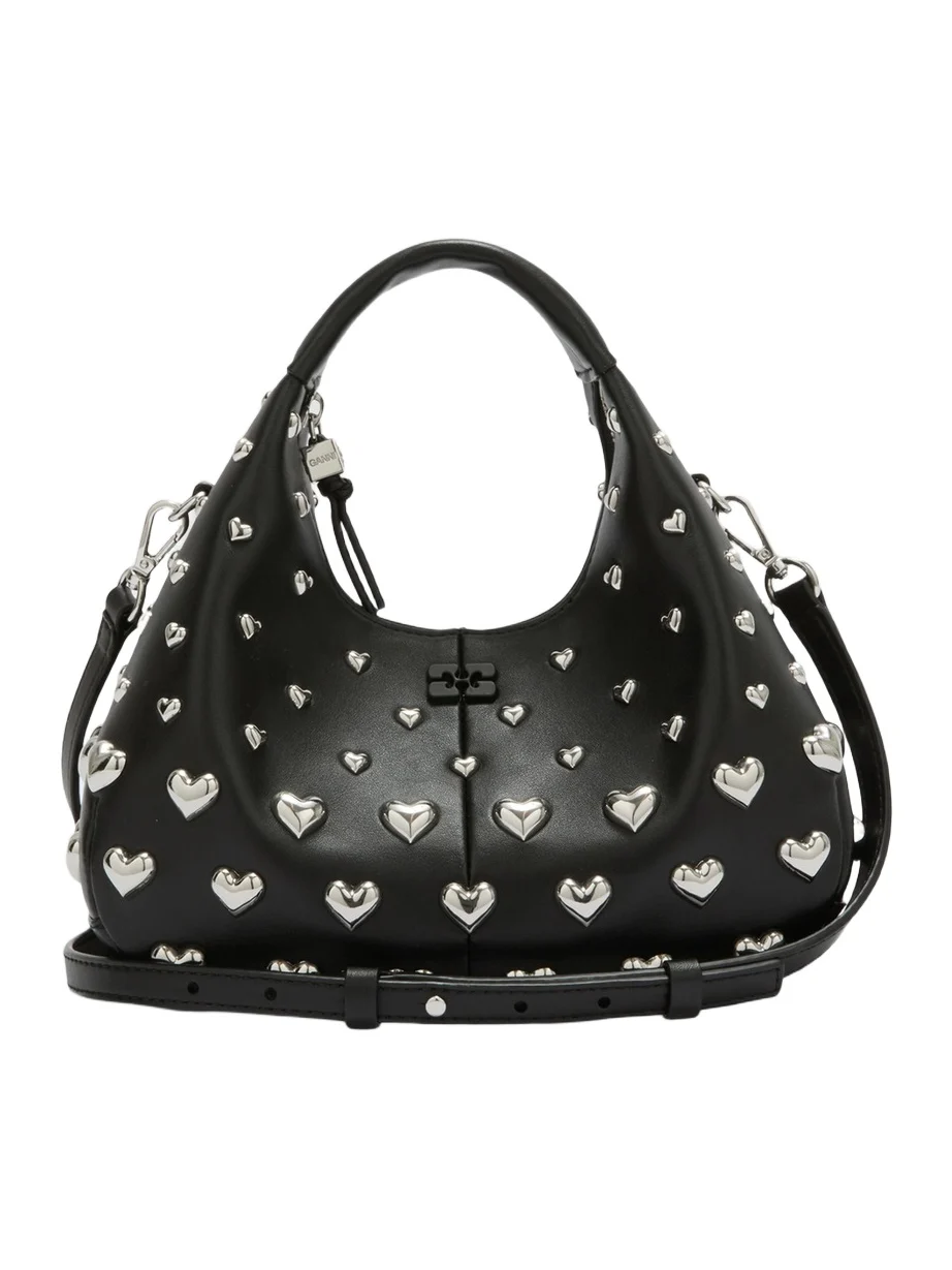 Ganni Women's Mini Heart-Embellished Hobo Bag