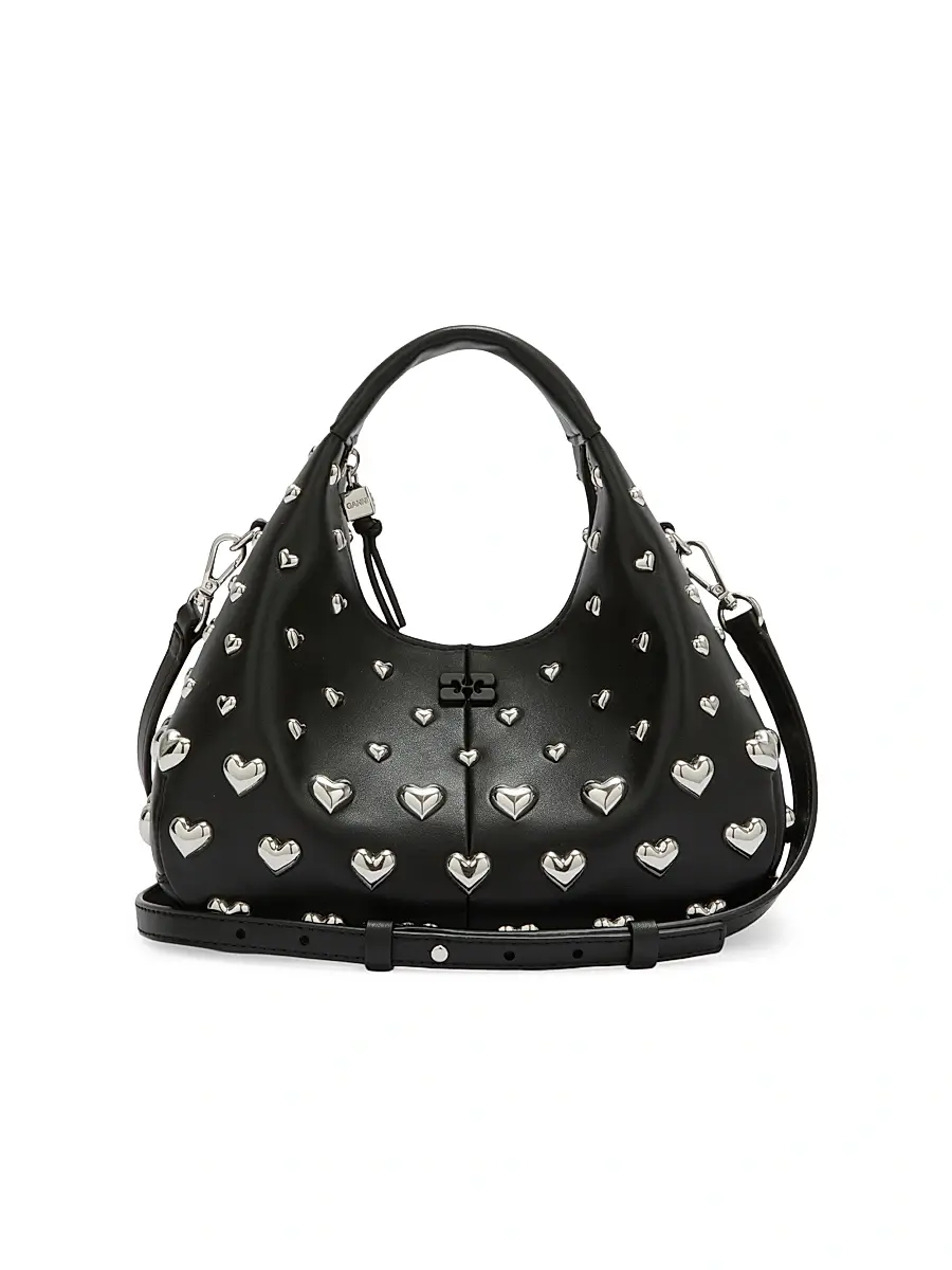 Women's Mini Heart-Embellished Hobo Bag