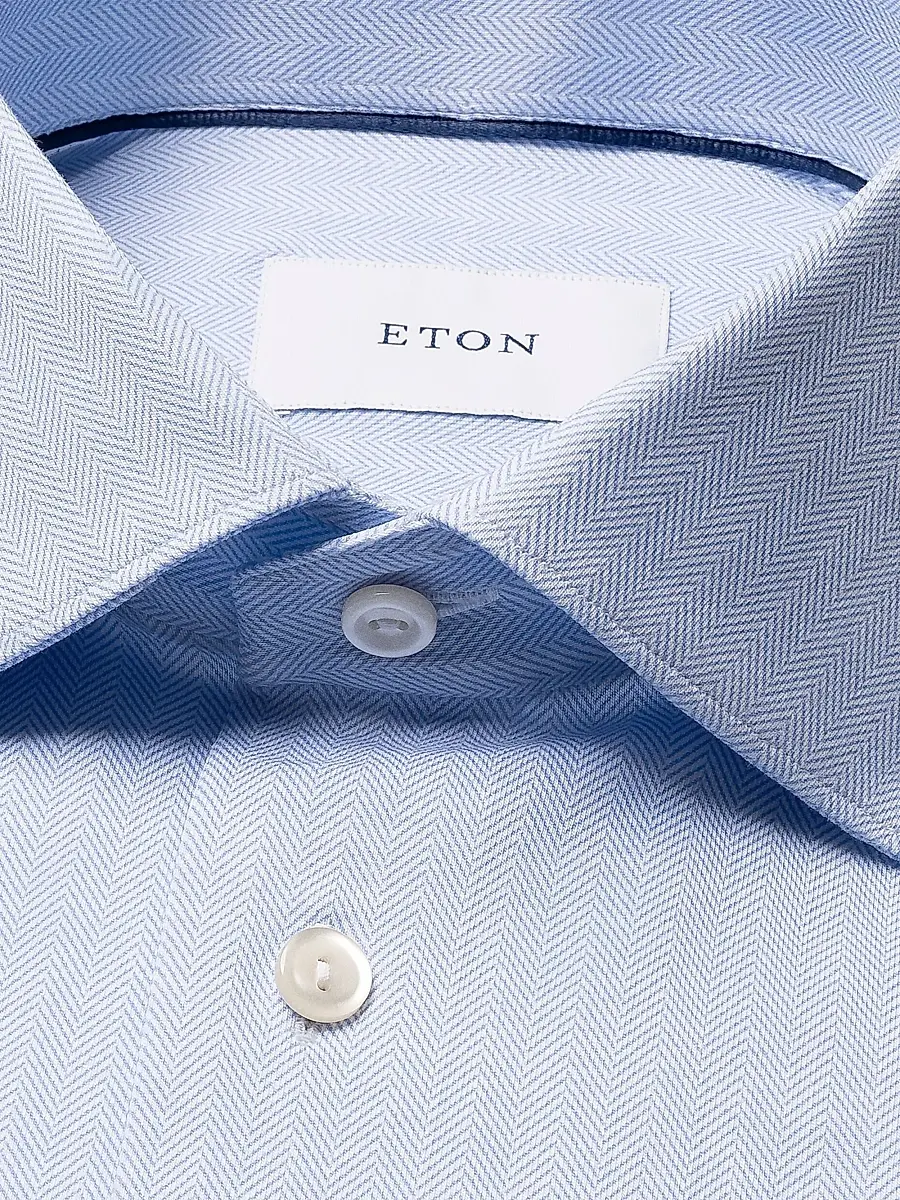 Eton Men's Herringbone Stretch-Cotton Slim-Fit Shirt | Thumbnail 2 Eton Men's Herringbone Stretch-Cotton Slim-Fit Shirt | Thumbnail 2