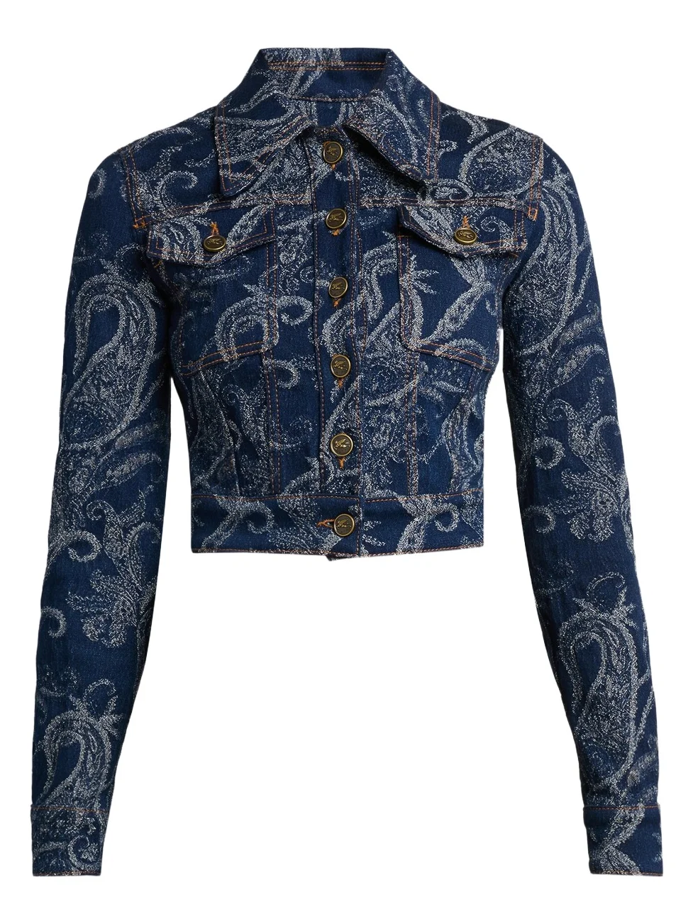 Etro Women's Paisley Cotton-Blend Crop Denim Jacket