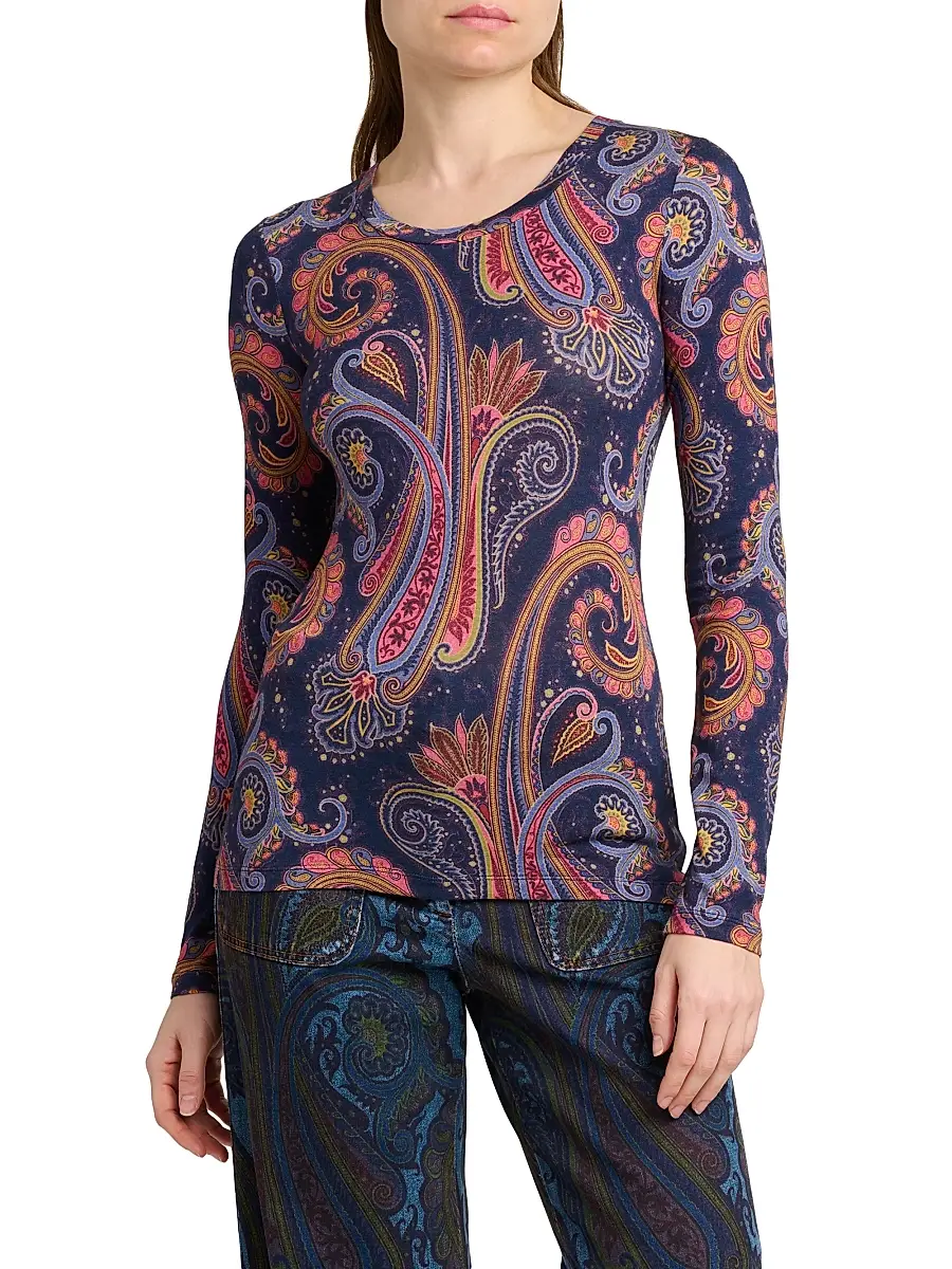 Etro Women's Paisley Print Jersey Top | Thumbnail 3