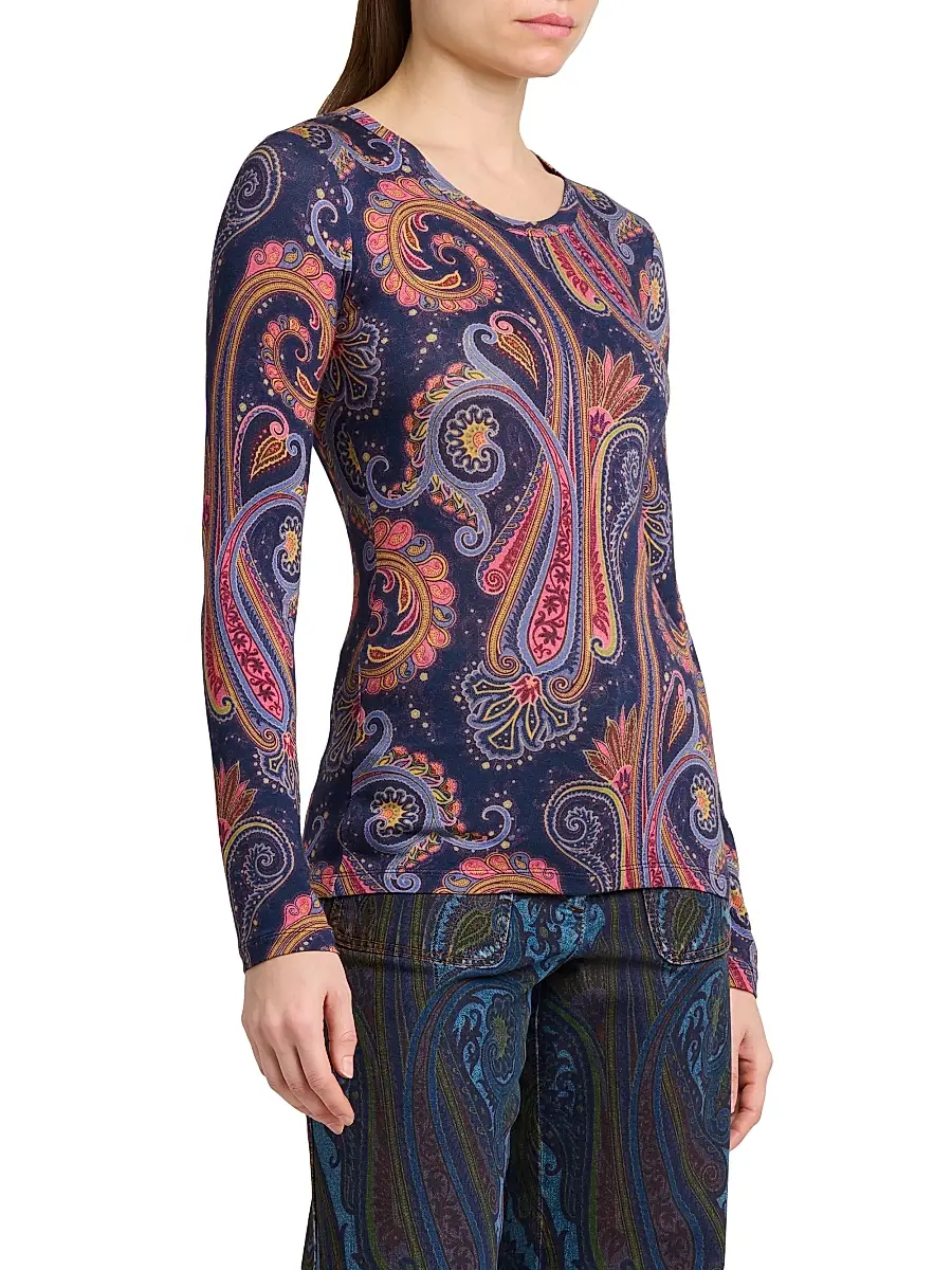 Etro Women's Paisley Print Jersey Top | Thumbnail 4
