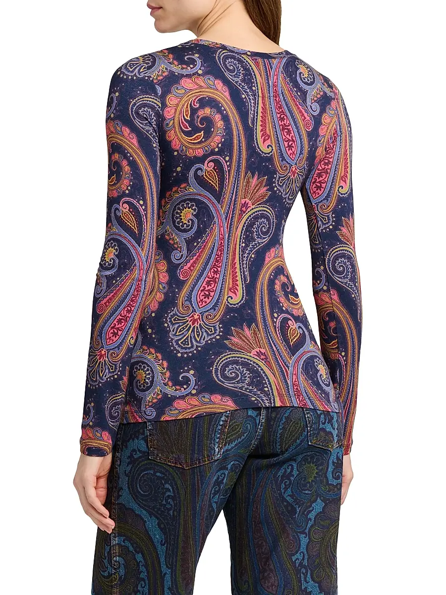 Etro Women's Paisley Print Jersey Top | Thumbnail 5