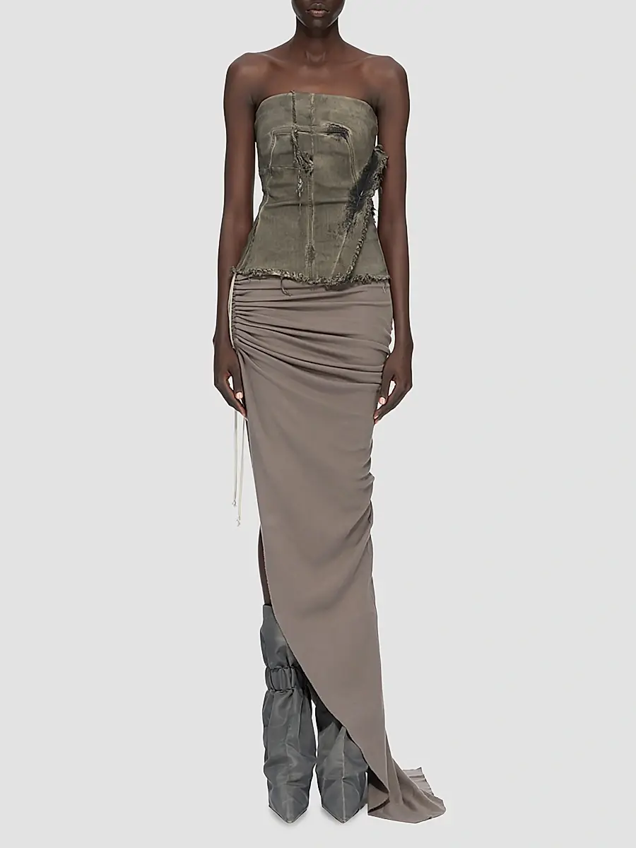Rick Owens Women's Distressed Denim Bustier Top | Thumbnail 2 Rick Owens Women's Distressed Denim Bustier Top | Thumbnail 2