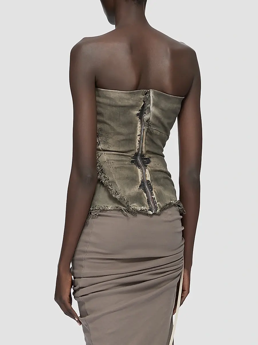 Rick Owens Women's Distressed Denim Bustier Top | Thumbnail 3 Rick Owens Women's Distressed Denim Bustier Top | Thumbnail 3