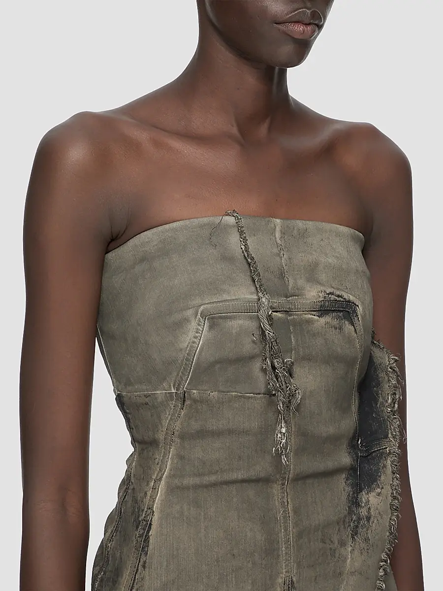 Rick Owens Women's Distressed Denim Bustier Top | Thumbnail 4 Rick Owens Women's Distressed Denim Bustier Top | Thumbnail 4
