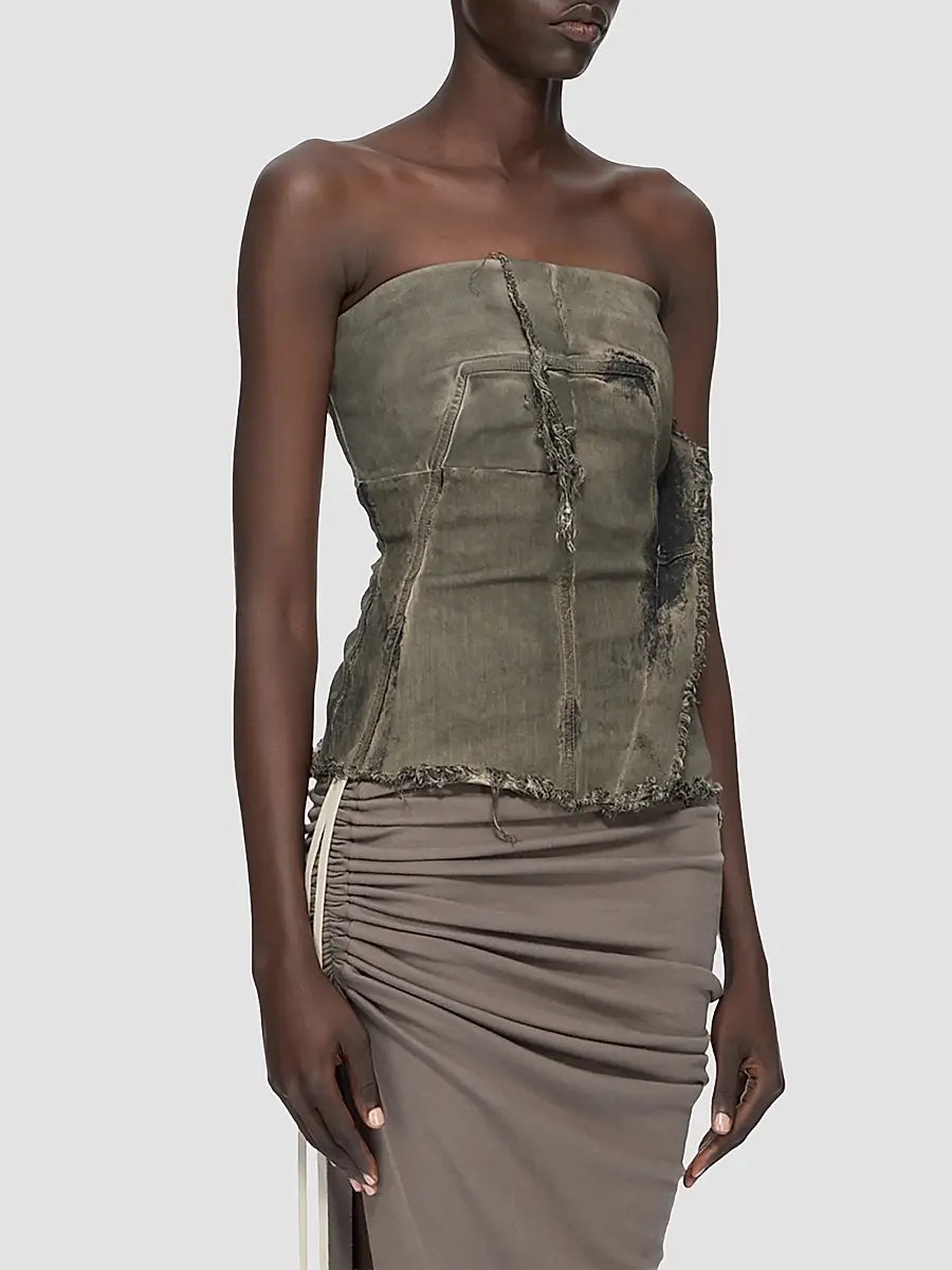 Rick Owens Women's Distressed Denim Bustier Top | Thumbnail 6 Rick Owens Women's Distressed Denim Bustier Top | Thumbnail 6
