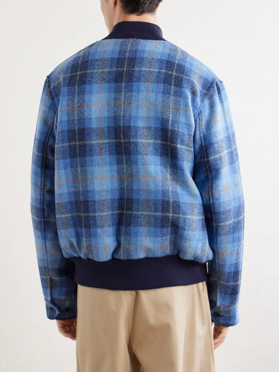 Golden Bear Leather-Trimmed Wool Harris Tweed Bomber Jacket - Men | Thumbnail 4 Golden Bear Leather-Trimmed Wool Harris Tweed Bomber Jacket - Men | Thumbnail 4