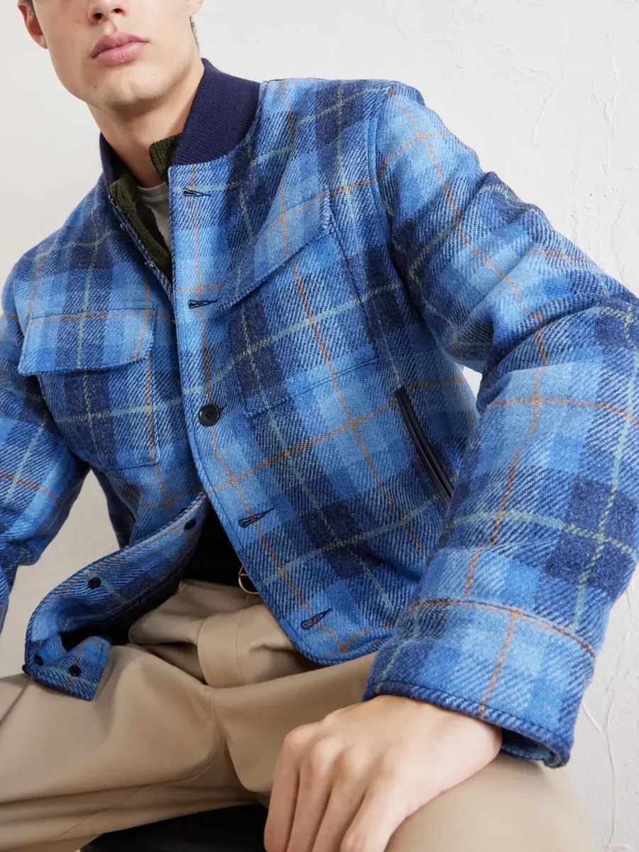Golden Bear Leather-Trimmed Wool Harris Tweed Bomber Jacket - Men | Thumbnail 5 Golden Bear Leather-Trimmed Wool Harris Tweed Bomber Jacket - Men | Thumbnail 5