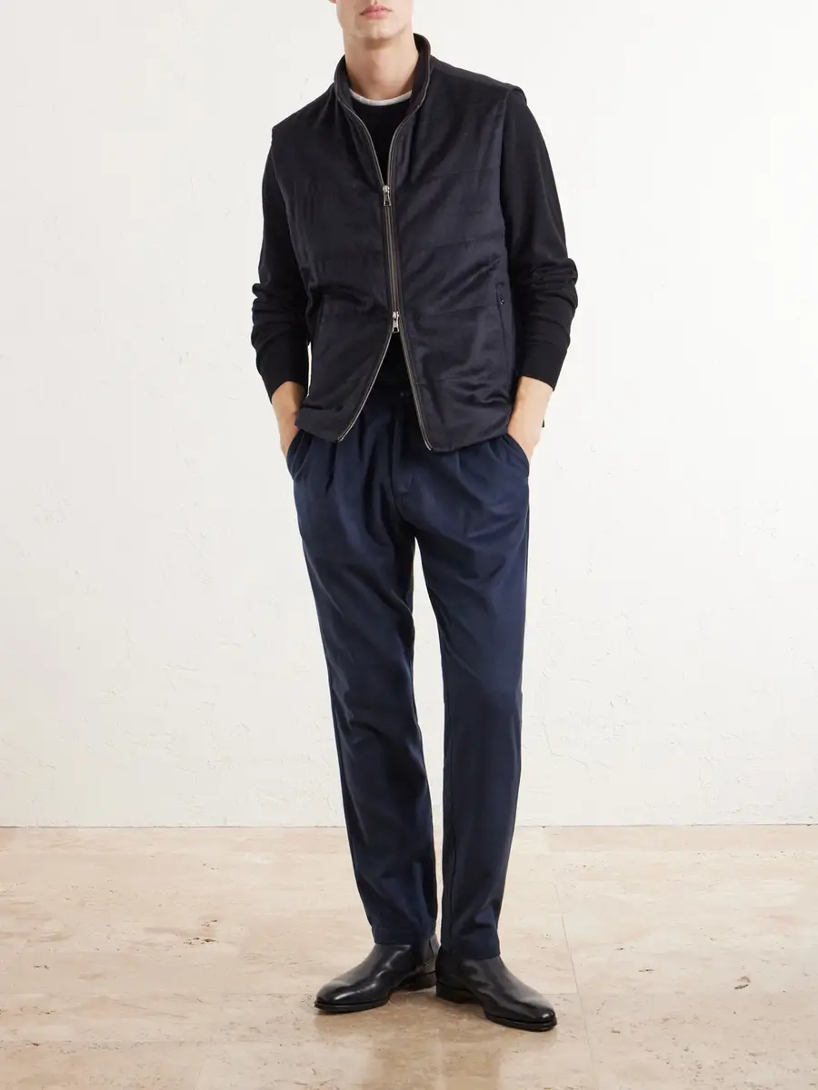 HERNO Straight-Leg Mélange Flannel Trousers - Men | Thumbnail 2 HERNO Straight-Leg Mélange Flannel Trousers - Men | Thumbnail 2