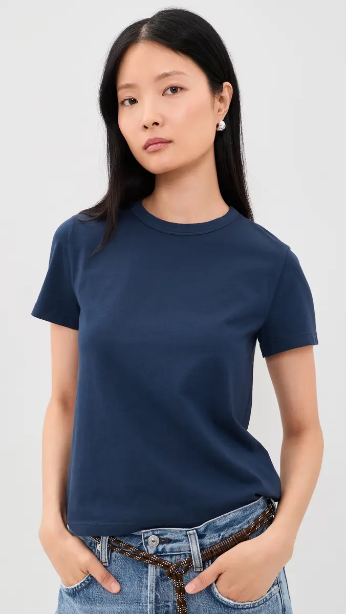 Madewell The Perfect Crewneck Tee in Allday Jersey Deep Indigo | Thumbnail 2 Madewell The Perfect Crewneck Tee in Allday Jersey Deep Indigo | Thumbnail 2
