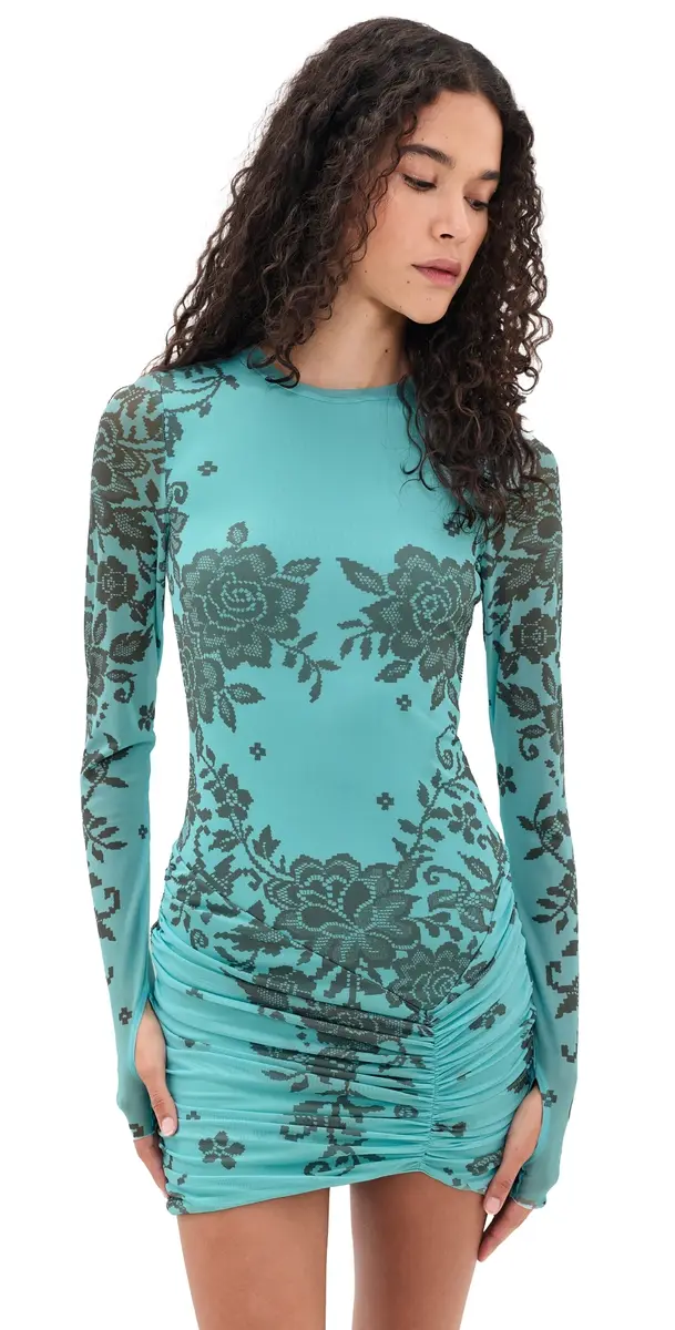 AFRM irza Mini Dress Turquoise Crochet | Image 1 AFRM irza Mini Dress Turquoise Crochet | Image 1