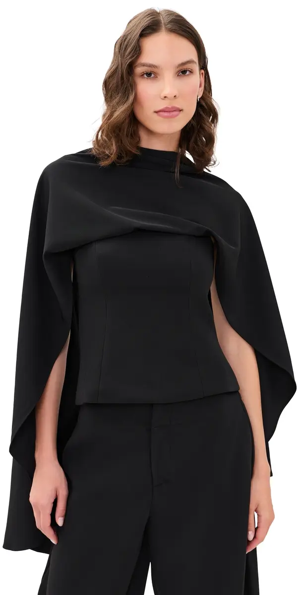 Line & Dot cout Drape Top Black | Image 1 Line & Dot cout Drape Top Black | Image 1