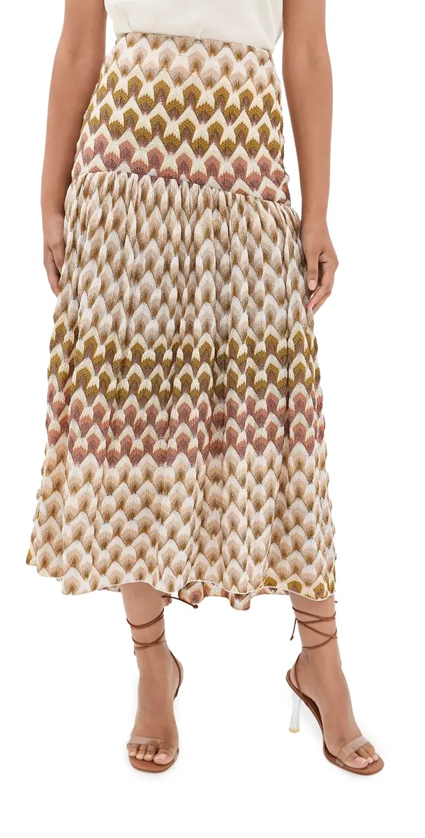 Missoni Long Skirt GOLD AND BEIGE ON WHITE BASE | Image 1 Missoni Long Skirt GOLD AND BEIGE ON WHITE BASE | Image 1