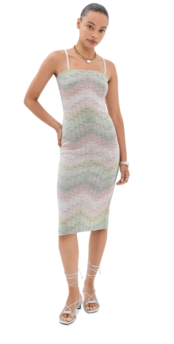 Missoni Sequin Midi Dress Multicolor Green/Pink/Orange | Image 1 Missoni Sequin Midi Dress Multicolor Green/Pink/Orange | Image 1
