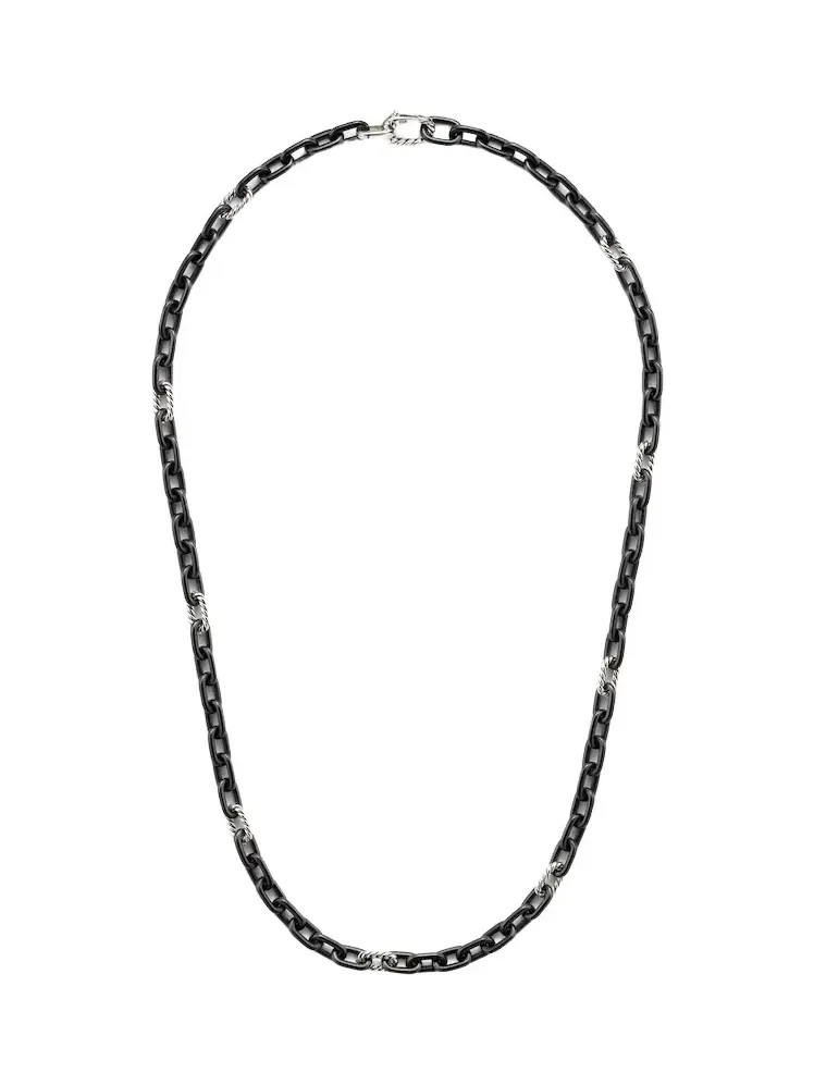 David Yurman DY Madison titanium and sterling silver chain necklace