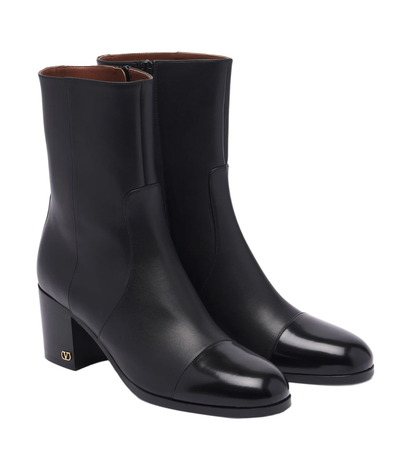 VLogo leather ankle boots