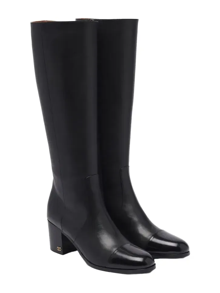 VLogo leather knee-high boots VLogo leather knee-high boots