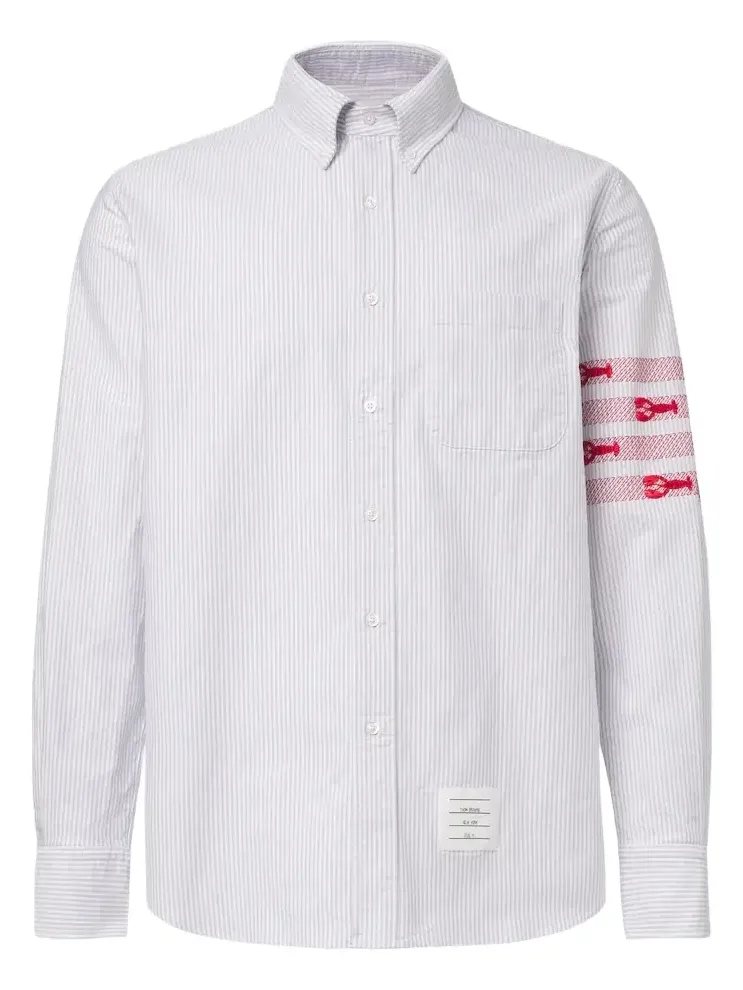 4-Bar striped cotton Oxford shirt