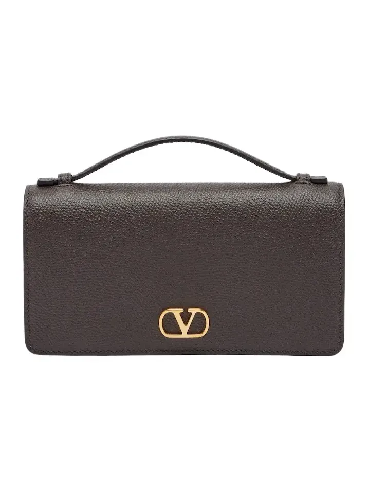 VLogo Signature Mini leather wallet on chain VLogo Signature Mini leather wallet on chain