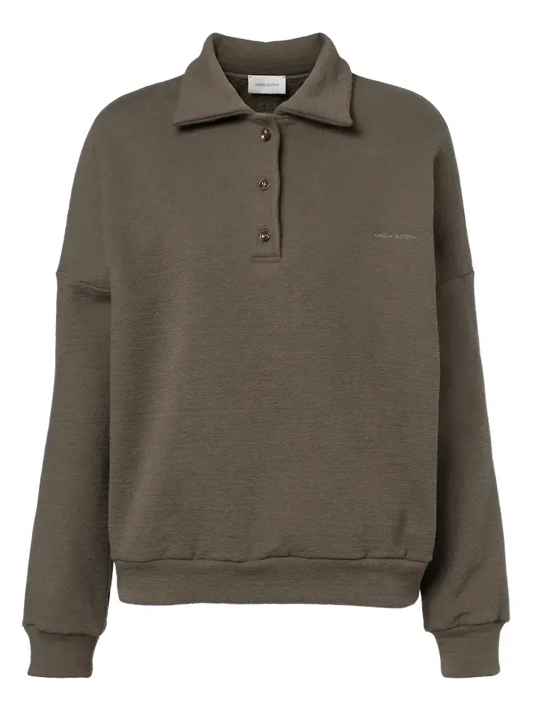 Cotton-blend fleece polo sweater Cotton-blend fleece polo sweater