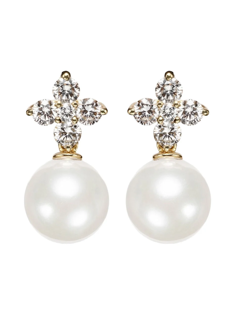 Bloom 18kt gold earrings with pearls and diamonds Bloom 18kt gold earrings with pearls and diamonds