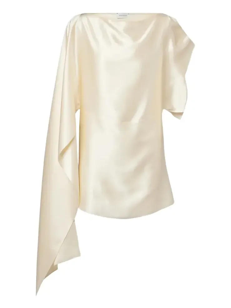 Asymmetric draped silk satin top Asymmetric draped silk satin top