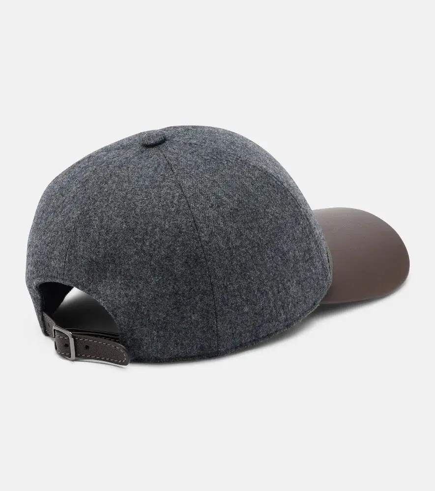 Brunello Cucinelli Monili leather and virgin wool baseball cap | Thumbnail 2 Brunello Cucinelli Monili leather and virgin wool baseball cap | Thumbnail 2