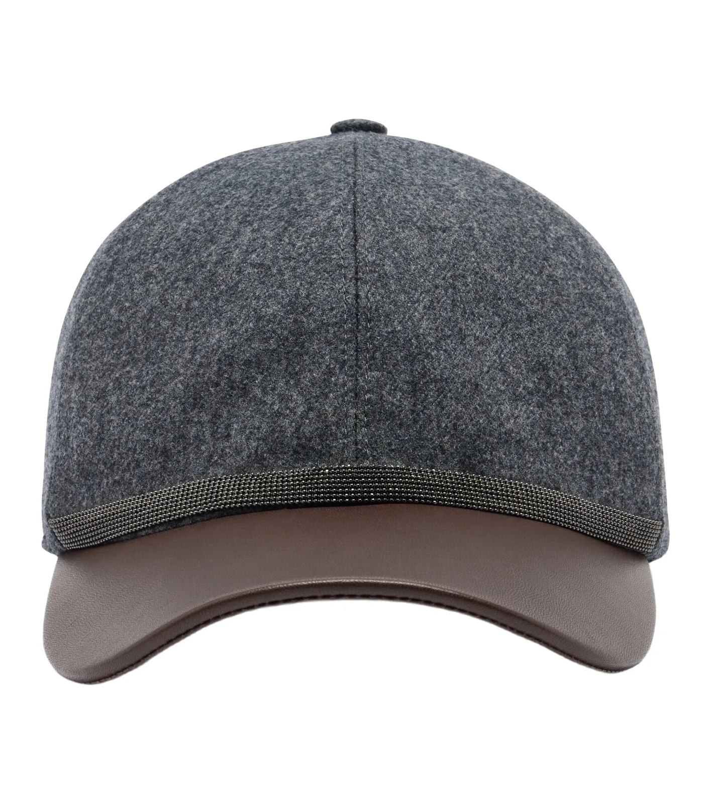 Monili leather and virgin wool baseball cap Monili leather and virgin wool baseball cap
