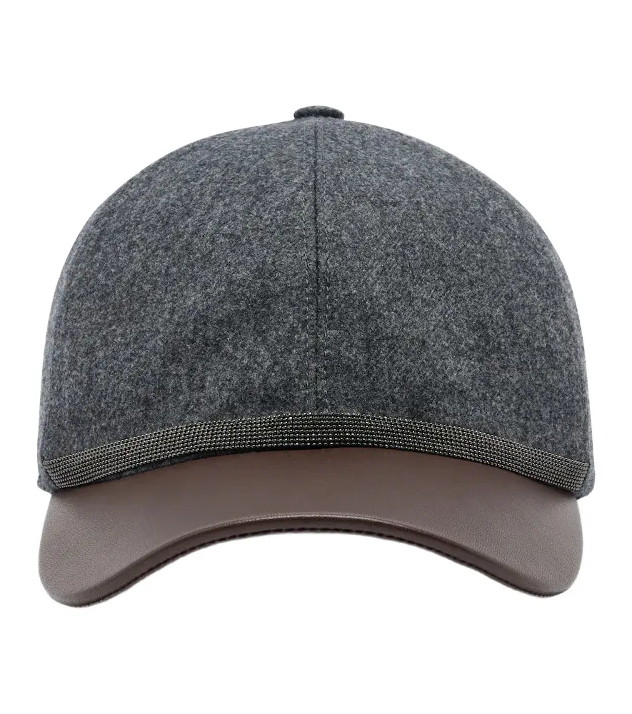 Monili leather and virgin wool baseball cap