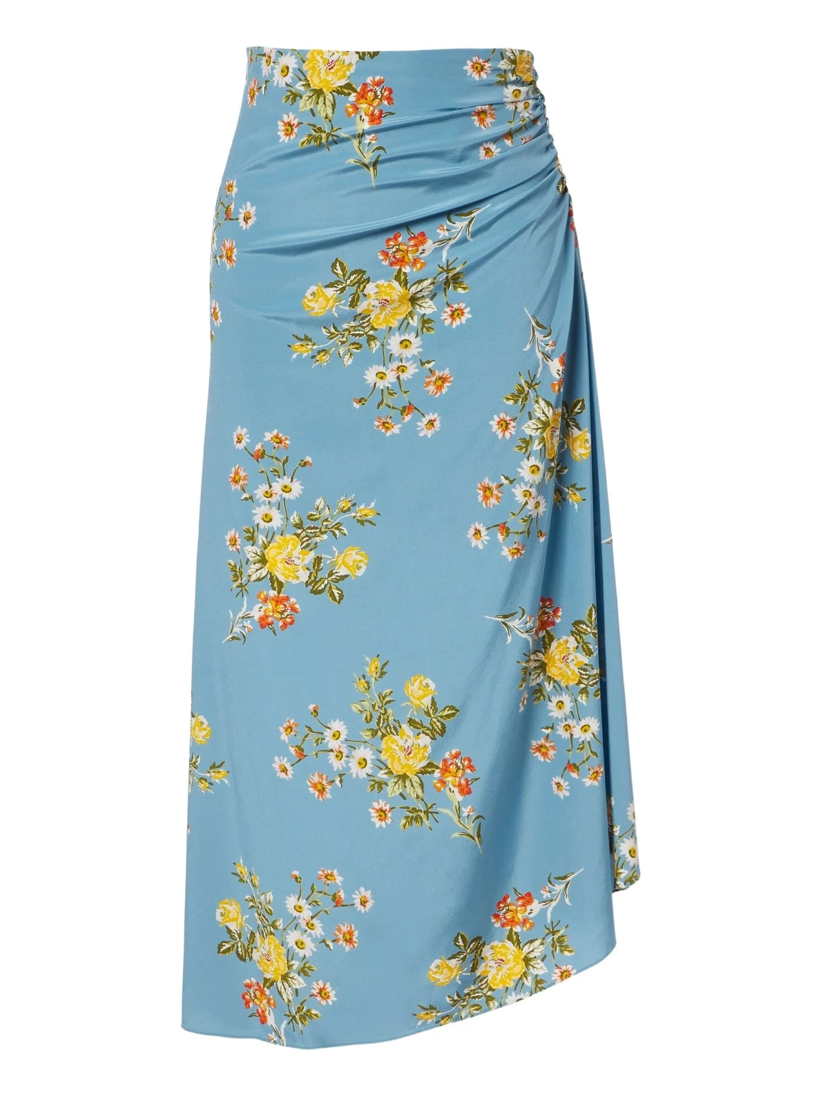 Limani ruched floral silk-blend midi skirt