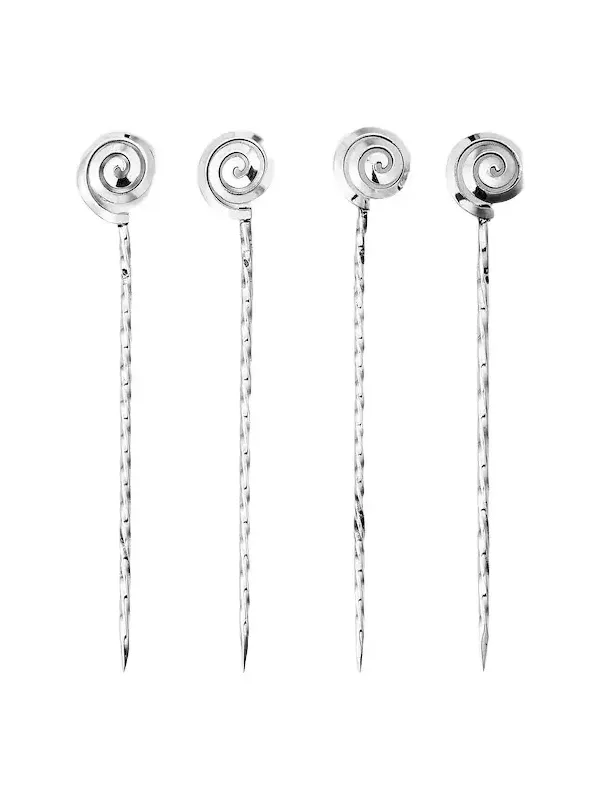 Shell set of 4 sterling silver cocktail pins