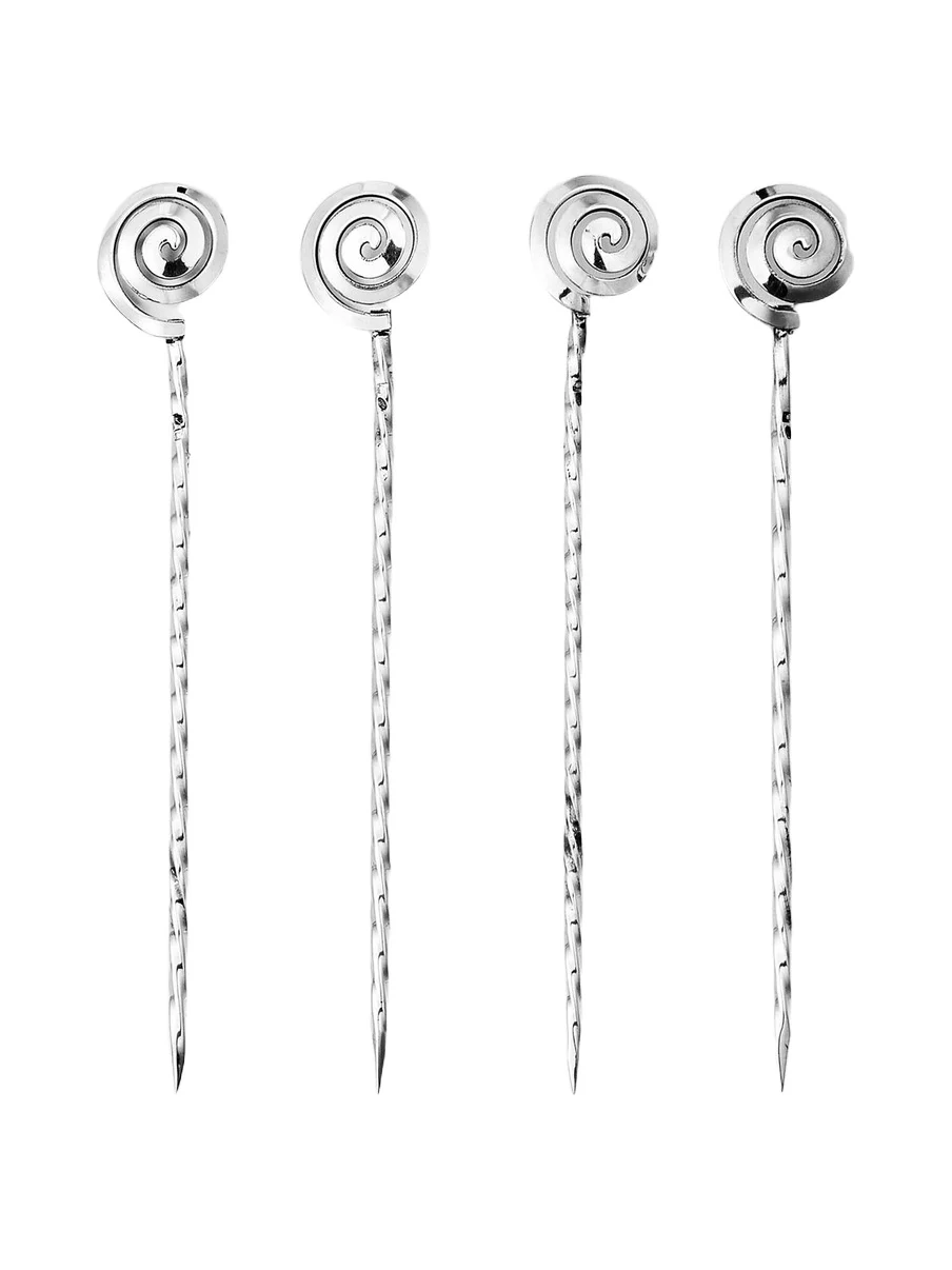 Shell set of 4 sterling silver cocktail pins
