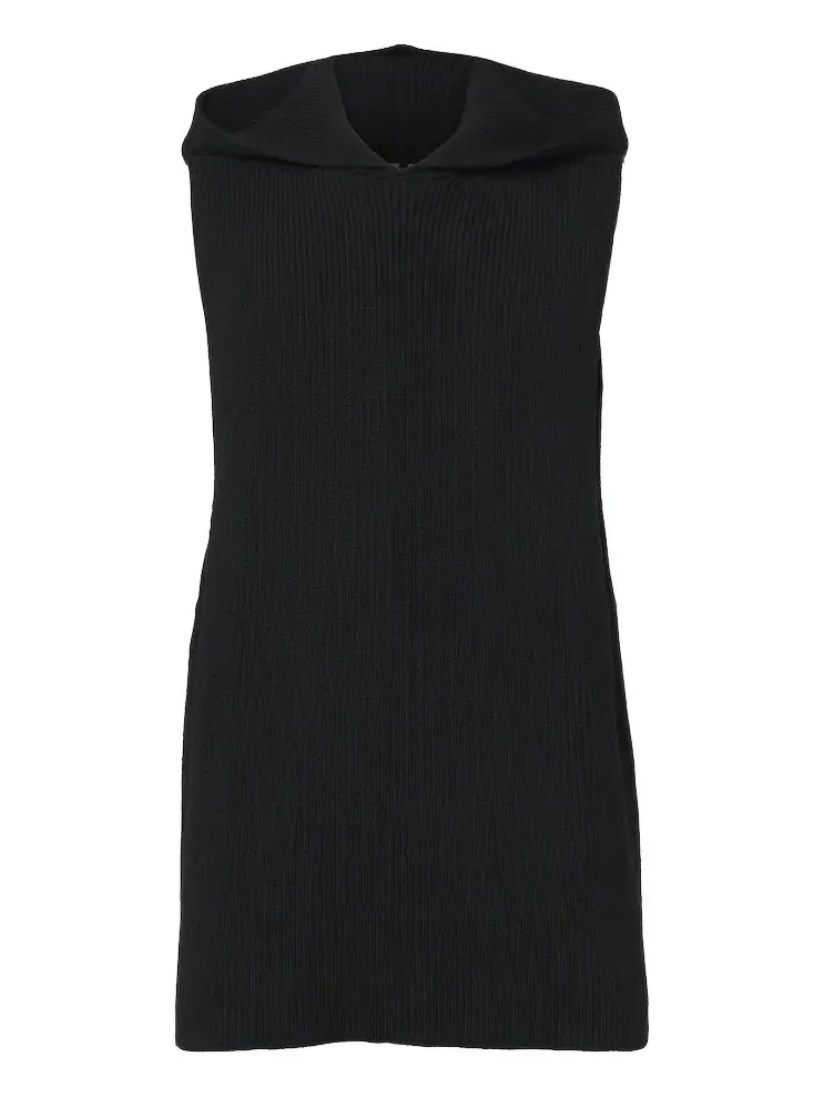 Rick Owens Hooded ribbed-knit virgin wool tank top