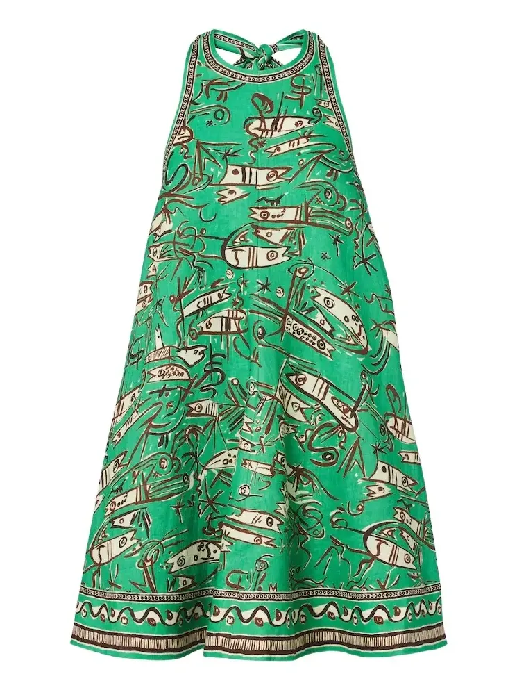 Alémais Fish Sticks printed linen minidress Alémais Fish Sticks printed linen minidress