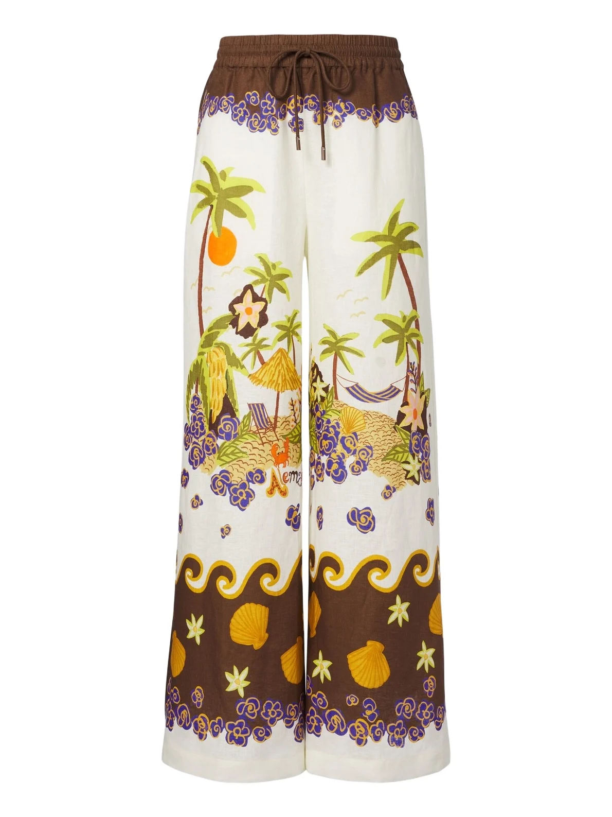 ALÉMAIS Alémais Island Cove printed linen wide-leg pants