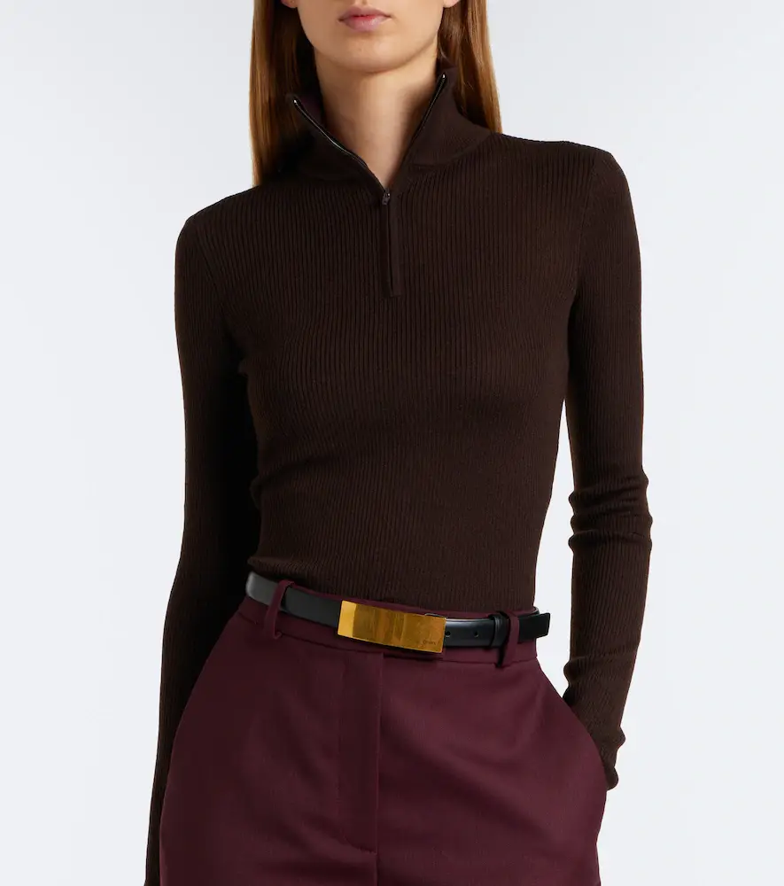 The Frankie Shop Sade ribbed-knit wool and silk half-zip sweater | Thumbnail 3 The Frankie Shop Sade ribbed-knit wool and silk half-zip sweater | Thumbnail 3